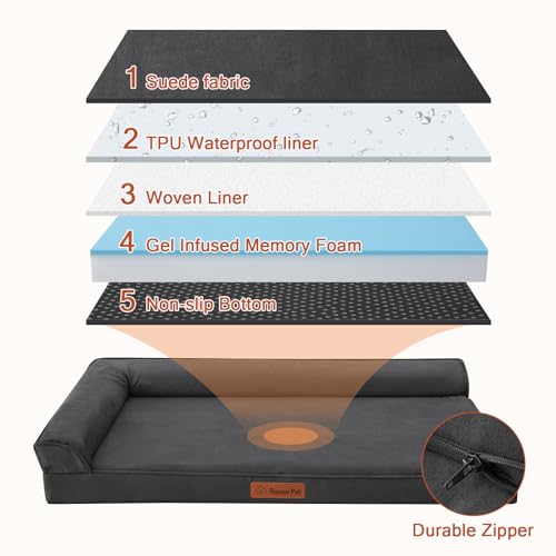 Microsuede Dog Bed for Small & Medium Dogs (Microsuede Style-Dark Grey / L(36"x27"x3"))