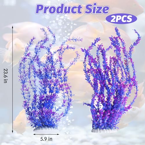 Aquarium Plastic Plants Aquarium Decor Artificial Fish Tank Plants (Purple（style B）)