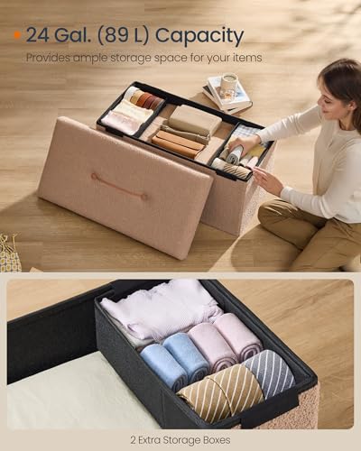 Medium Folding Storage Ottoman Bench (Camel Brown / 15"D x 30"W x 15"H / Cosy)