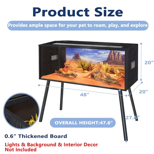 80 Gallon Reptile Tank (Black / 80 gallons,48x20x20 inch)
