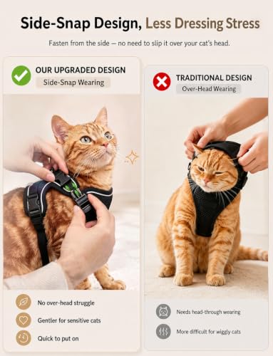 Cat Harness and Leash Set (H600 Pro Black / Small (7-12lb))