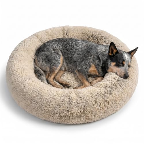Original Calming Donut Dog Bed (Taupe Shag / Medium)