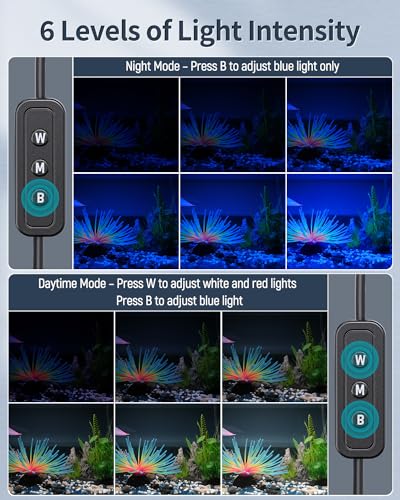 18 W Terrarium Reptile LED Light for 24" to 30" Terrarium Extendable Reptile Tank Light with Full Spectrum Brilliant White Blue Red Lights with Day & Night Modes and Adjustable Brightness (24-30 Inch (18W))