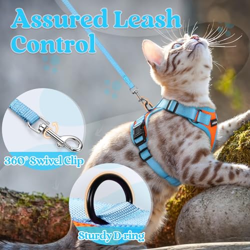 Cat Harness and Leash Set (Orange & Light Blue / Xxs)