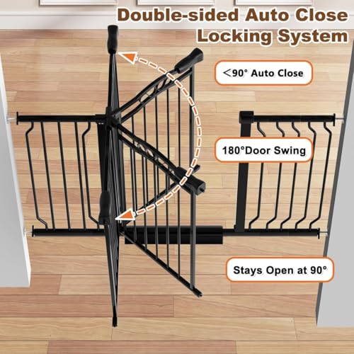 53.1 62.2" Extra Wide Baby Gate for Stairs No Drilling (Black / 53.1"-62.6")