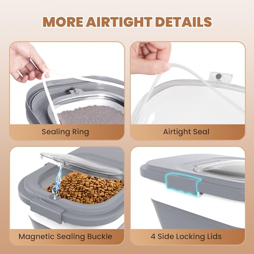 23 25Lbs Airtight Dog Food Storage Container (Grey/25 LBS)