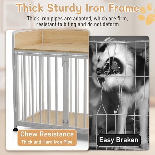 Furniture Style Dog Crate (Nature Wood & White)