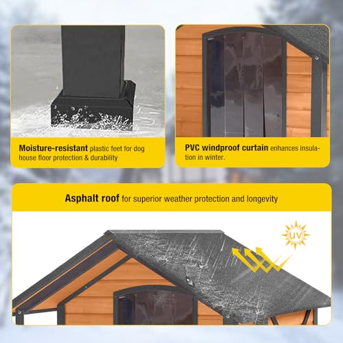Outdoor Heated Dog House with Heating Pad Insulated Dog House with Anti