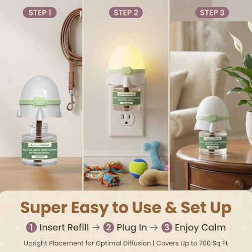 8-in-1 Dog Calming Pheromone Diffuser Kit, Pet Stress Support (8 packs - Rocket Diffuser)
