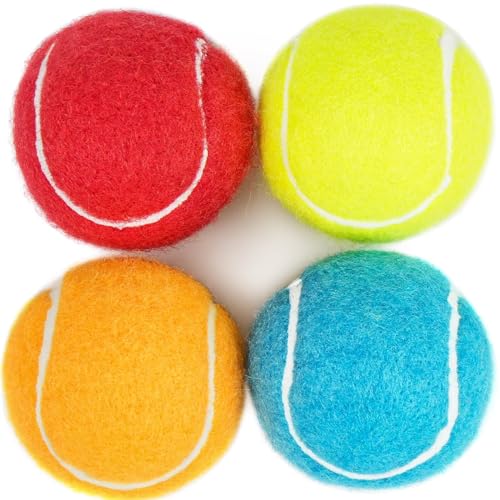 Dog Tennis Balls 4 Pack (2" Squeaky / 4 Pack, 4 Colors)