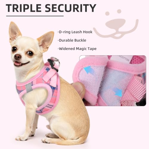 Dog Harness Collar and Leash Set No Pull for Small Medium Sized (Pink / XXS (CHEST 11.5"-13"))