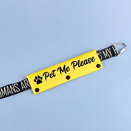 Funny Dog Leash Sleeve Pet Me Please Dog Leash Wrap Wrap Alert Hanging ID Patch Tag Pet Birthday Gift (Pet Me Please-ye Sleeve)
