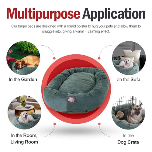 52 Inch Micro Velvet Calming Dog Bed Washable (Azure)