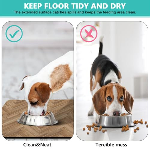 Pet Feeding Mat for Floors Waterproof Dog Mat for Food and Water Absorbent Quick Dry Non Slip mat for Cat Bowls (32"L x 24"W / Wooden)