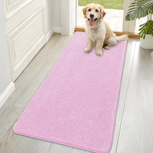 Dog Door Mat for Muddy Paws 70x35 (Pink / 70" X 35")