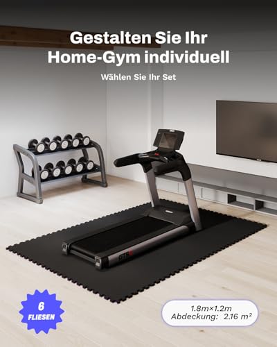 0.79" Thick Gym Flooring for Home Gym (Black/No Dots / 24 Sq Ft (6 Tiles))