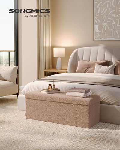 Large Folding Storage Ottoman Bench (Camel Brown / 15"D x 43"W x 15"H / Cosy)