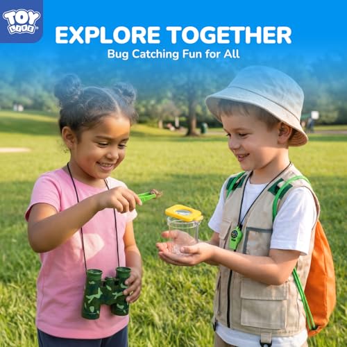 Kids Explorer Bug Catcher Kit with Safari Costume (25 PCS Dress-Up Explorer Set - Orange)