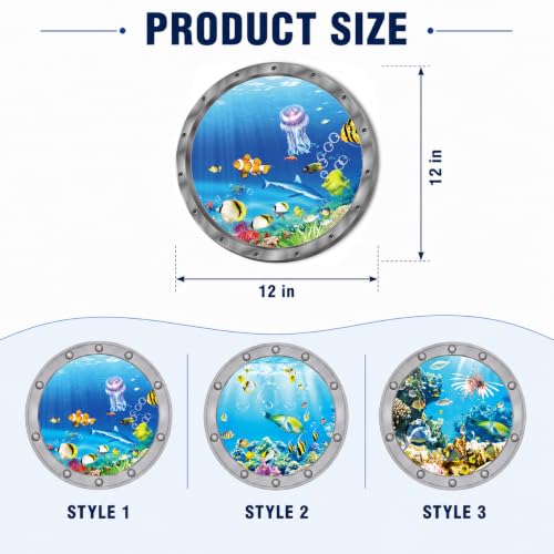 Ocean Animals World Under Sea Wall Decor Jellyfish Shark Fishes Coral 3pack (Blue 06)