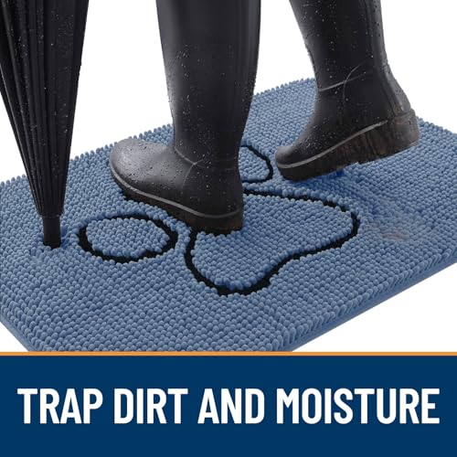 Dog Door Mat for Muddy Paws 30x20 (Airy Blue / 30" X 20")