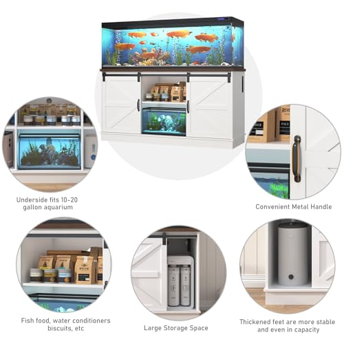 Farmhouse 75 120 Gallon Fish Tank Stand with Power Outlet (White / 75-120 Gallon)