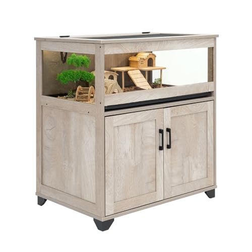 Hedgehog Cage with Storage Cabinet and Tray (Grey / 34"H)