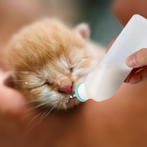 5Pack Kitten Bottle for Nursing Puppy Milk Kitten Bottles Feeding Kit Silicone Nipple for Newborn Pets Kittens