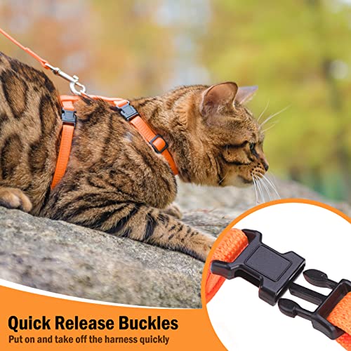 Adjustable Cat Harness and Leash Set Escape Proof Kitten Strap Collar for Walking Travel (Small / Orange)
