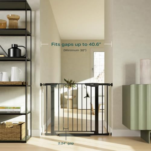 30 40.6 in Baby Gate for Stairs and Doorways (Black / 30-40.6"W x 30.5"H)