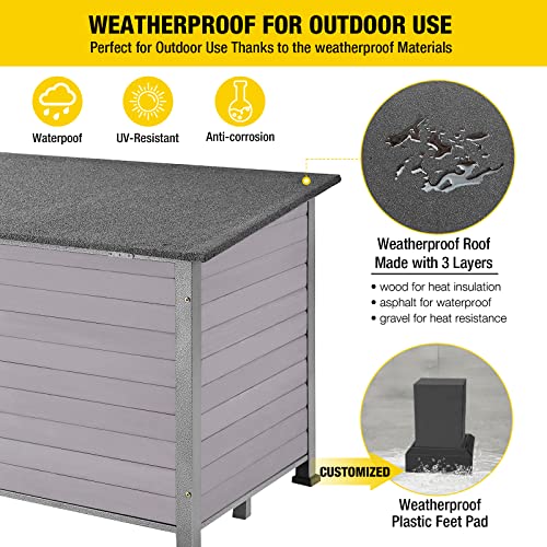 Large Dog House Outdoor Indoor Weatherproof Dog House for Small & Medium & Large Dogs with Unique All (43.3"Grey)