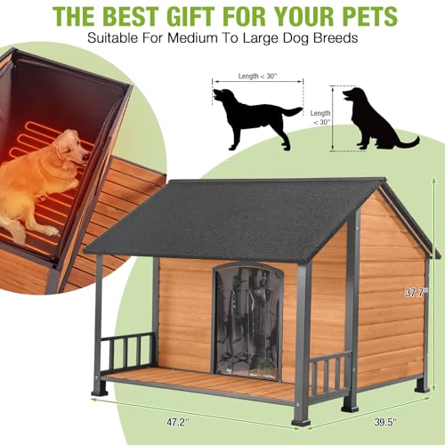 Heated Dog House for Outside Insulated Dog House Outdoor with Safe Heated Pad