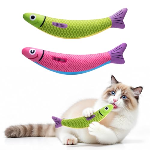 Cat Toys with[5000mg A+Natural Catnip &Silvervine] [Baby Grade] Interactive Soft Chew Kicker Cat Toys for Indoor Cats & Kittens (Green+Pink)