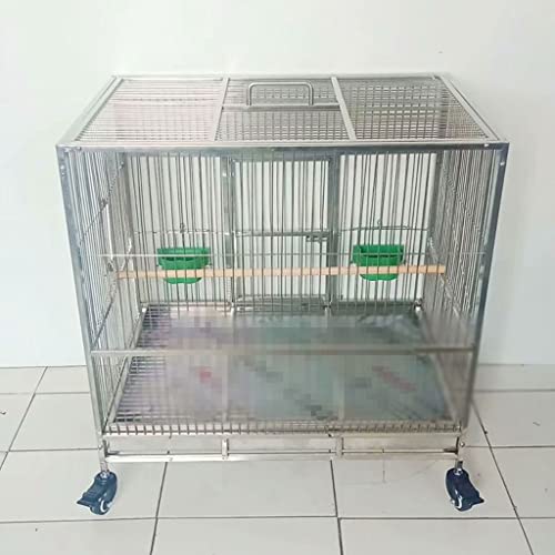 Stainless Steel Bird Cage Metal Rectangle Bird Cage Parrot Bird Cage Outdoor Large Bird Cage with Tray Pet Supplies (Bird Cage XL)