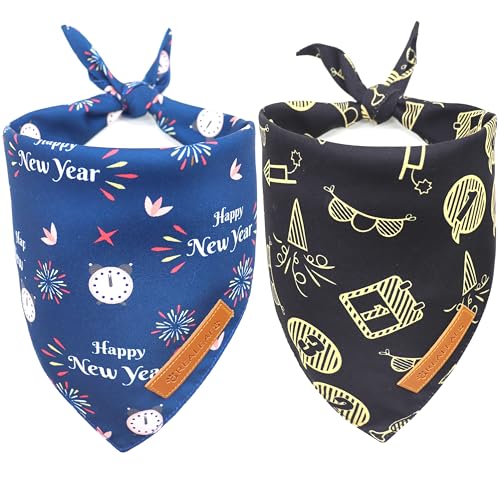Happy New Year Dog Bandanas 2 Pack (Happy New Year / X-Large)