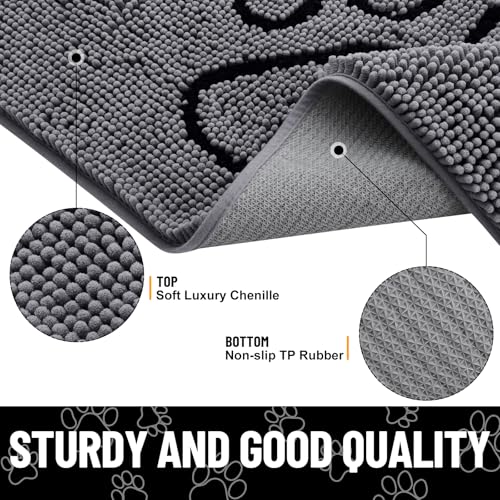 Dog Door Mat for Muddy Paws (71"X46" / Dark Grey and Black)