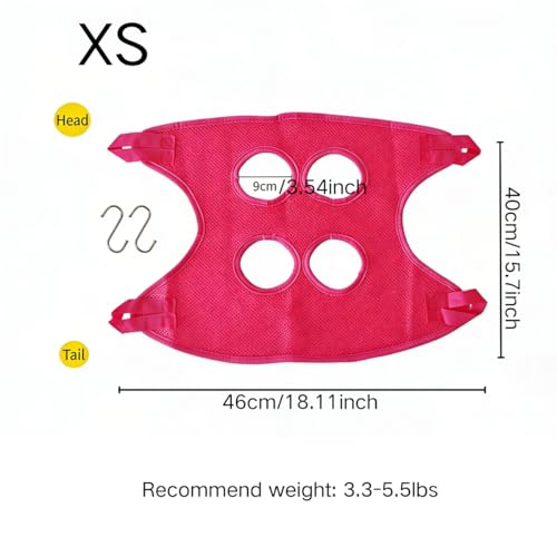 Rabbit Grooming Hammock with Safety Belt for Nail Clipping (Red / X-Small)