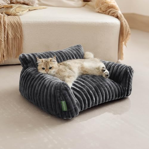 Cute Couch Bed for Pets (24.0"L x 18.0"W x 10.0"Th / Grey)