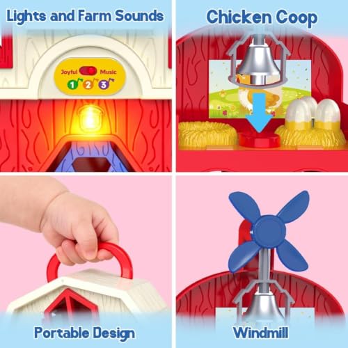 Musical Farm Animals Barn Toy with Finger Puppets for Toddlers 1 (Barn Animals Playset)