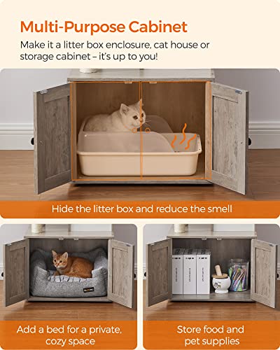 Cat Tree with Litter Box Enclosure (Greige)