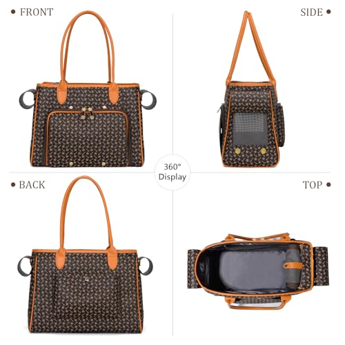 Fashion Pet Carrier Purse for Small Cat and Dog (Coffee / 15.8"L x 7.5"W x 11.8"H)