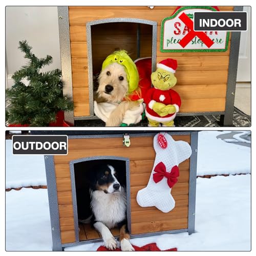 33.5’’ Dog House Outdoor Weatherproof Dog Kennel with Upgraded Thickened Metal Frame (Dog House)