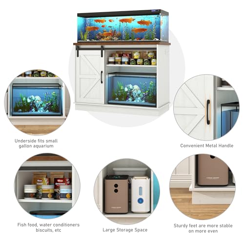 Farmhouse 30 40 Gallon Fish Tank Stand w (Rustic White / 30-40 Gallon)