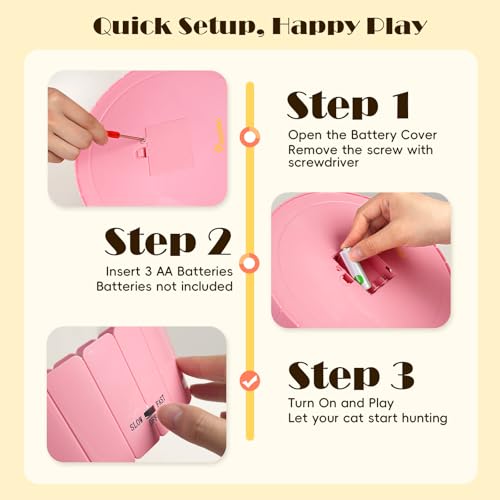 Interactive Cat Toy with Running Mouse (P-Pink)