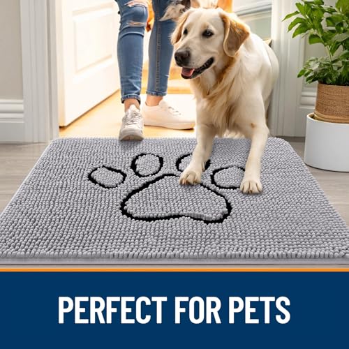 Dog Door Mat for Muddy Paws 48x30 (Light Grey / 48" X 30")