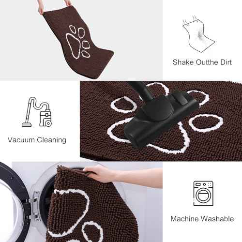 Dog Door Mat for Muddy Paws (45"X27" / Brown and White)
