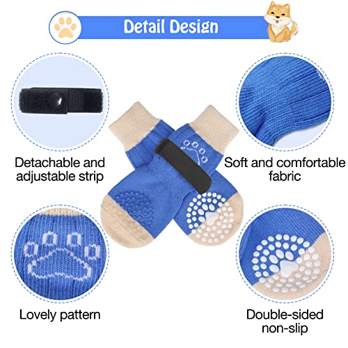 Anti Slip Dog Socks to Prevent Licking Paws for Hot (Blue Pearl Paw(Pack of 6) / Small)