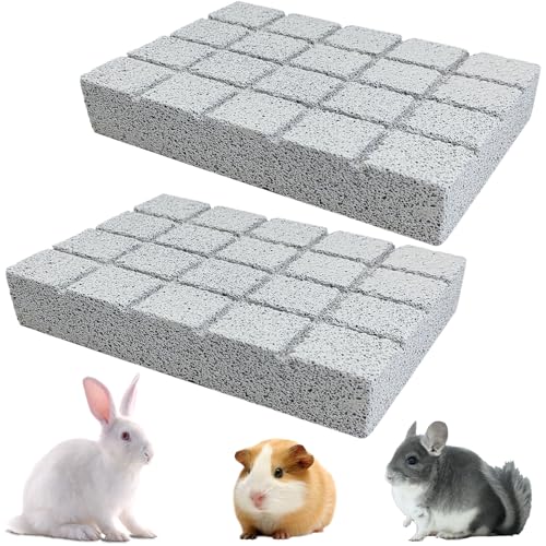2PCS Rabbit Scratching Pads Bunny Lava Grinding Claw Pads Small Animal Foot Pads Hamster Scratch Board Chew Toys for Gerbil Chinchilla Hedgehog Guinea Pig Cage Accessories