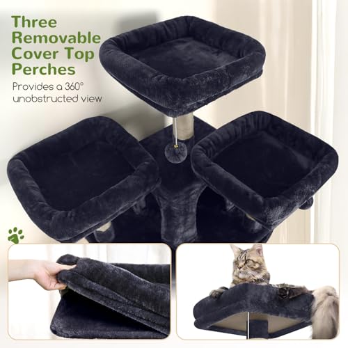 Cat Tree Tower for Multiple Adult Cats (82 inch / Dark Grey)