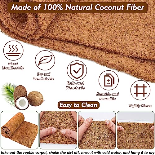 3 Rolls Reptile Carpet 24x48 Inch Coconut Fiber Mat for Tank Bedding (3 Pcs (24X48in))