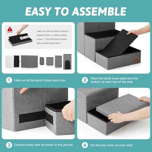 Dog Stairs with Storage (Grey / 43x17x22.6 inch)